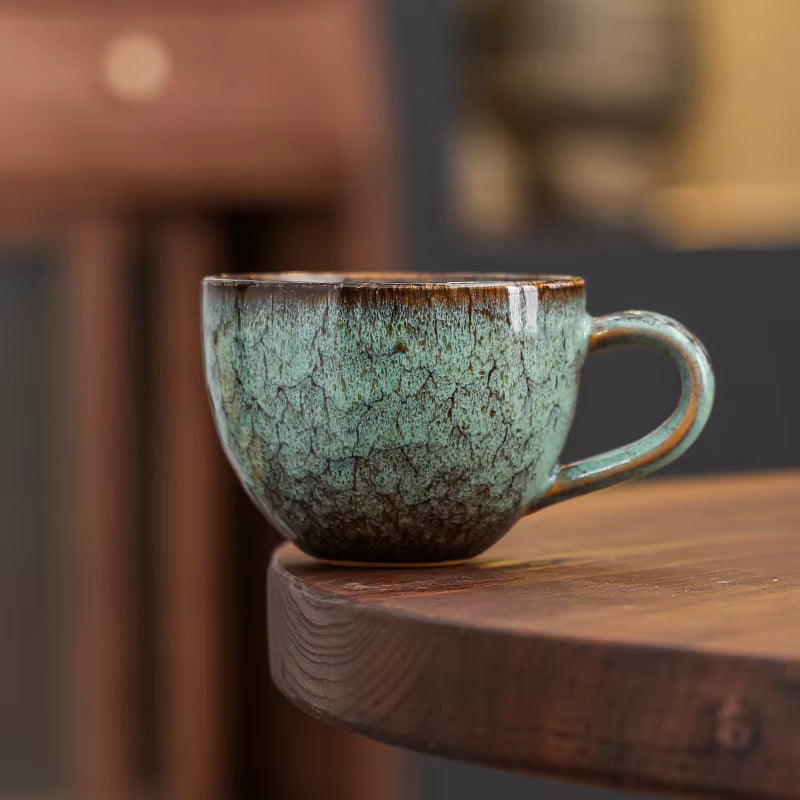 Kiln Glazed Ceramic Coffee Cup with Handle 270ml