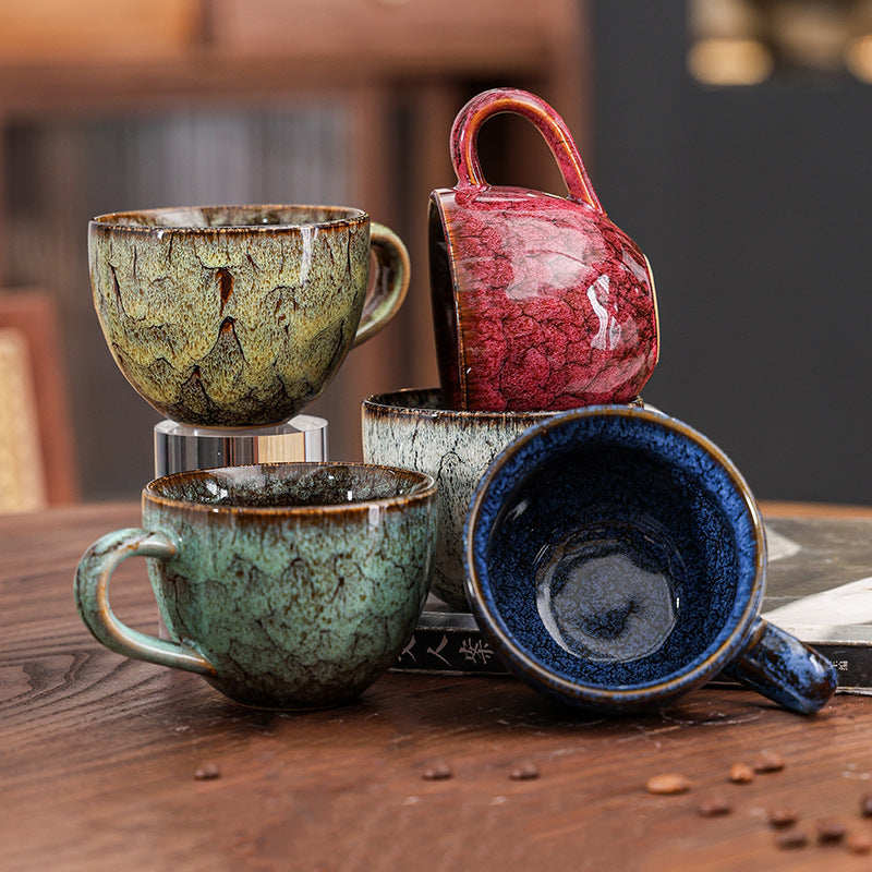 Kiln Glazed Ceramic Coffee Cup with Handle 270ml