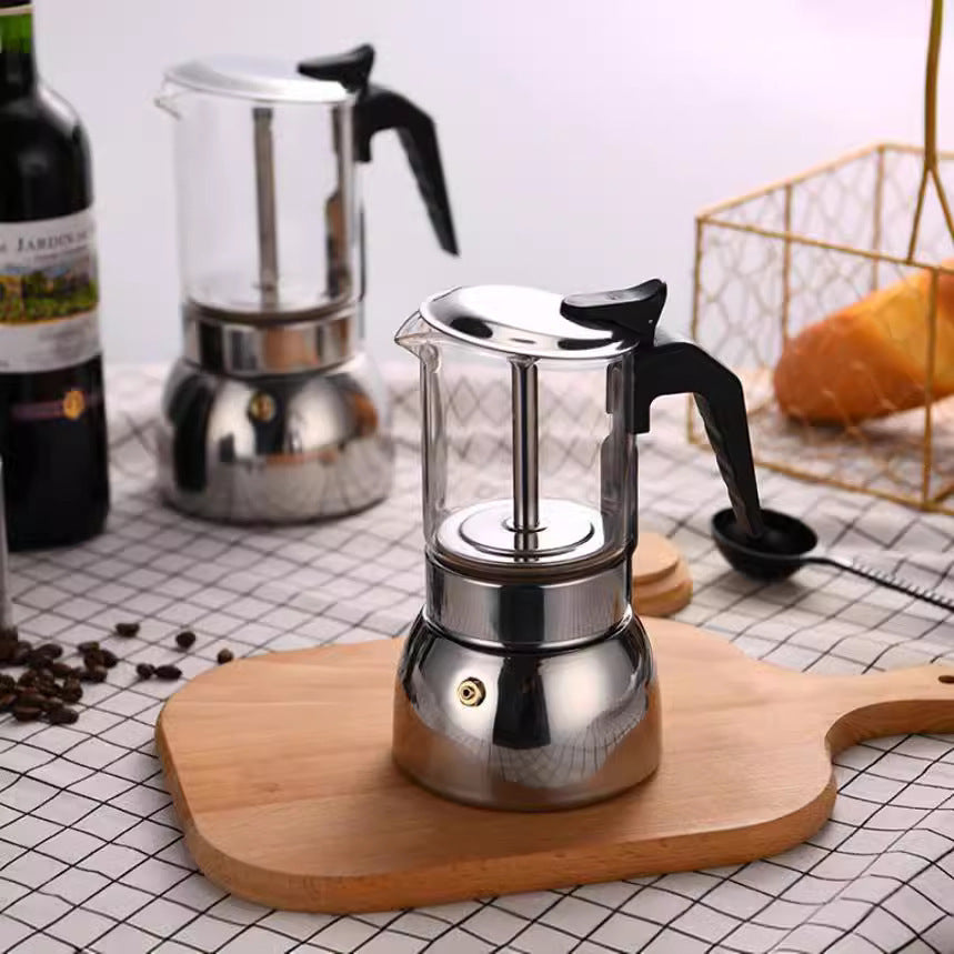 Stainless Steel and Glass Moka Pot 300ml