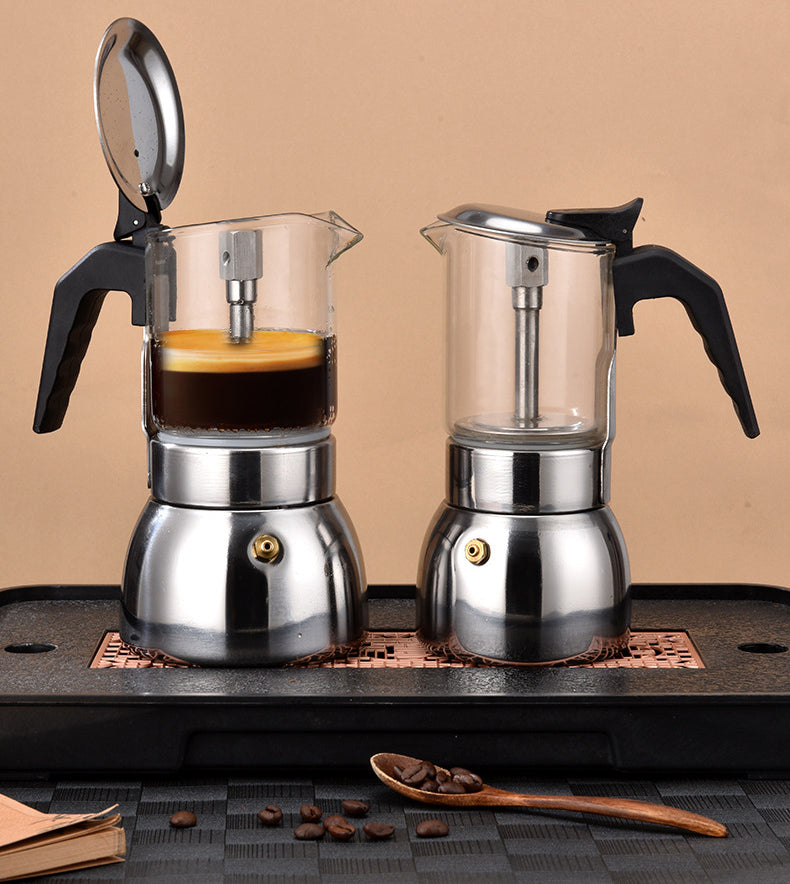 Stainless Steel and Glass Moka Pot 300ml